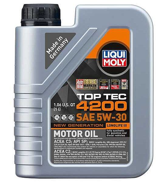 Liqui Moly Top Tec 4200 SAE 5W-30 New Gene­ra­tion for Volkswagen Amarok 3.0L V6 4motion up to 2022
